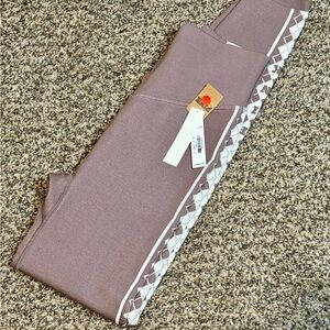 Brown Leggings with White Pattern